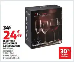 Auchan LE COFFRET DE 18 VERRES À DÉGUSTATION offre