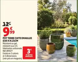 Auchan POT TERRE CUITE EMAILLEE Ø20 X H.21CM offre