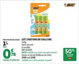 Auchan LOT 3 BATONS DE COLLE BIC offre