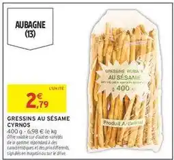 Intermarché GRESSINS AU SÉSAME CYRNOS offre