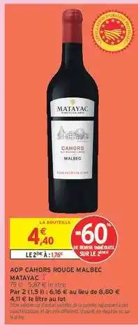 Intermarché AOP CAHORS ROUGE MALBEC offre