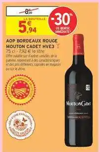 Intermarché AOP BORDEAUX ROUGE MOUTON CADET HVE3 offre