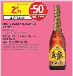 Intermarché BIÈRE D'ABBAYE BLONDE LEFFE offre