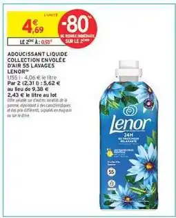 Intermarché ADOUCISSANT LIQUIDE COLLECTION ENVOLÉE D'AIR 55 LAVAGES LENOR offre