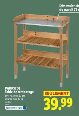 Lidl PARKSIDE Table de rempotage offre