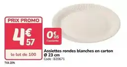Promocash Promo - assiettes rondes blanches en carton offre