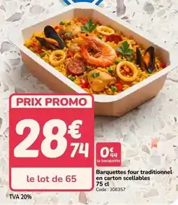 Promocash Promo - barquettes four traditionnel en carton scelables offre