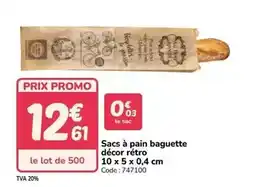 Promocash Promo - sacs à pain baguette décor rétro offre