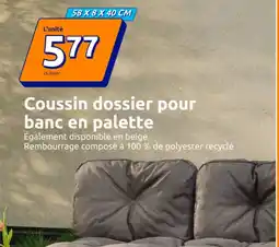 Action Coussin dossier pour banc en palette offre