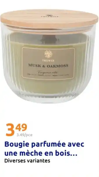 Action Bougie parfumée avec une mèche en bois offre