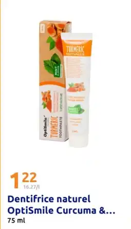 Action OPTISMILE Dentifrice naturel Curcuma &... offre