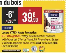 Bricorama NUANCE Lasure xtrem haute protection offre