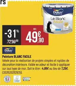 Bricorama DULUX Peinture blanc facile offre