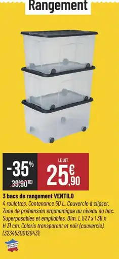 Bricorama 3 bacs de rangement ventilo offre