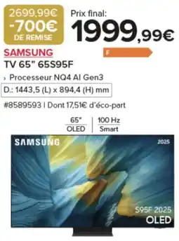 Costco SAMSUNG Tv 65" 65S95F offre