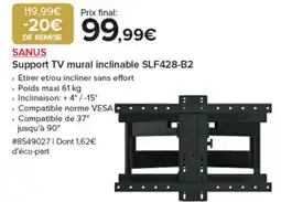 Costco SANUS Support TV mural inclinable SLF428-B2 offre
