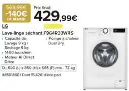 Costco LG Lave-linge séchant F964R33WRS offre