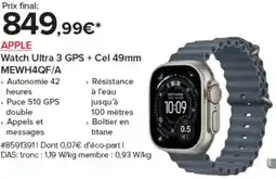 Costco APPLE Watch Ultra 3 GPS + Cel 49mm MEWH4QF/A offre