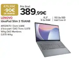 Costco LENOVO IdeaPad Slim 3 15IAN8 offre