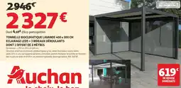 Auchan Tonnelle bioclimatique lavande 400 x 300 cm eclairage leds + 3 rideaux déroulants offre