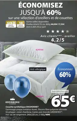 JYSK OKSHORNET Couette synthétique offre