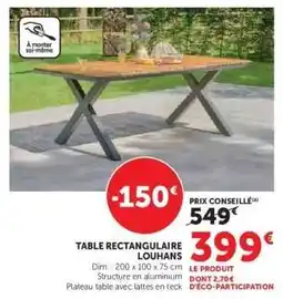 Hyper U TABLE RECTANGULAIRE LOUHANS offre
