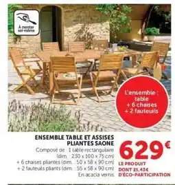 Hyper U ENSEMBLE TABLE ET ASSISES PLIANTES SAONE offre