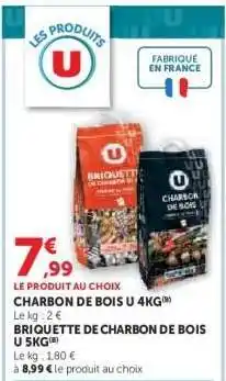 Hyper U Charbon de Bois U 4kg offre