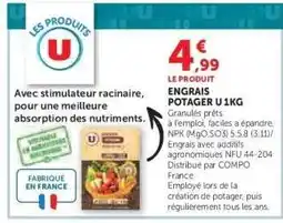 Hyper U ENGRAIS POTAGER U 1KG offre