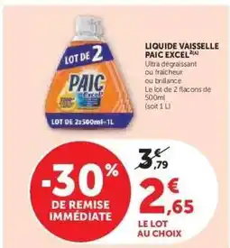 Hyper U LIQUIDE VAISSELLE PAIC EXCEL offre