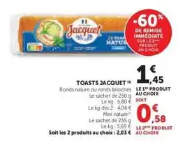 Hyper U Toasts Jacquet offre