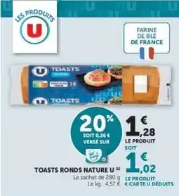 Hyper U TOASTS RONDS NATURE U offre