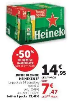 Hyper U Biere Blonde Heineken 5° offre