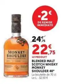 Hyper U BLENDED MALT SCOTCH WHISKY MONKEY SHOULDER 40° offre