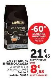 Hyper U Café en grains Espresso Lavazza offre