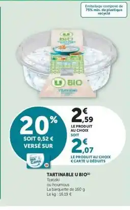 Hyper U TARTINABLE U BIO offre