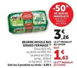 Hyper U BEURRE MOULE BIO GRAND FERMAGE offre