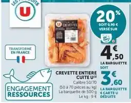 Hyper U CREVETTE ENTIERE CUITE U offre