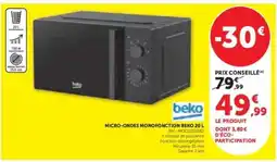 Hyper U MICRO-ONDES MONOFONCTION BEKO 20 L offre