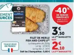 Hyper U FILET DE MERLU FISH AND CHIPS U offre