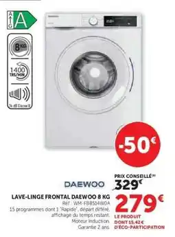 Hyper U Lave-linge frontal Daewoo 8 kg offre