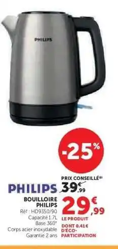 Hyper U Bouilloire PHILIPS offre