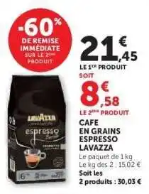 Super U Café en grains Espresso Lavazza offre
