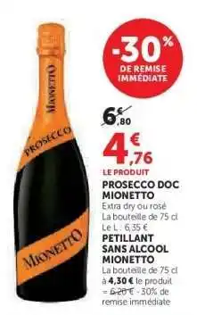 Super U PROSECCO DOC MIONETTO offre