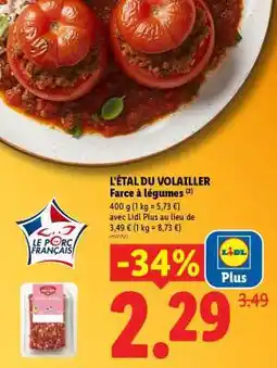 Lidl L'ÉTAL DU VOLAILLER Farce à légumes offre