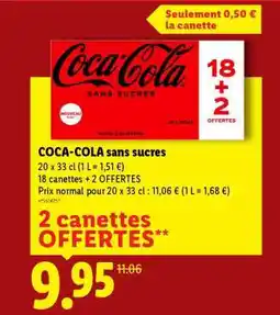Lidl Coca Cola Sans Sucres offre
