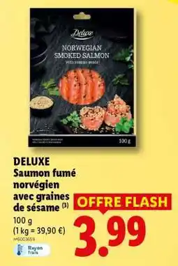 Lidl DELUXE Saumon fumé norvégien avec graines de sésame offre