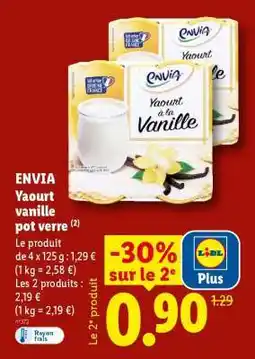 Lidl ENVIA Yaourt vanille pot verre offre