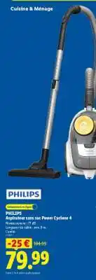 Lidl PHILIPS Aspirateur sans sac Power Cyclone 4 offre
