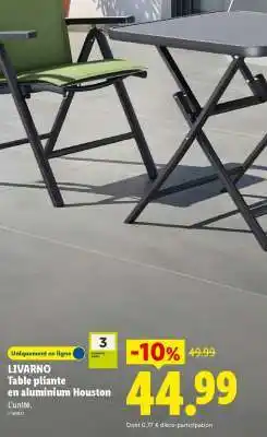 Lidl LIVARNO Table pliante en aluminium Houston offre